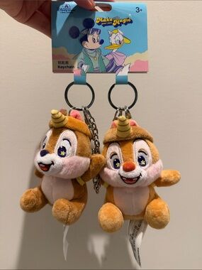 Disney Chip & Dale Chipmunks Unicorn Plush Keychain Pair